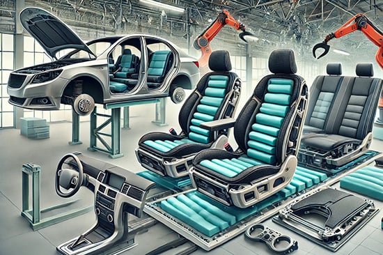 futuristic car assembly line