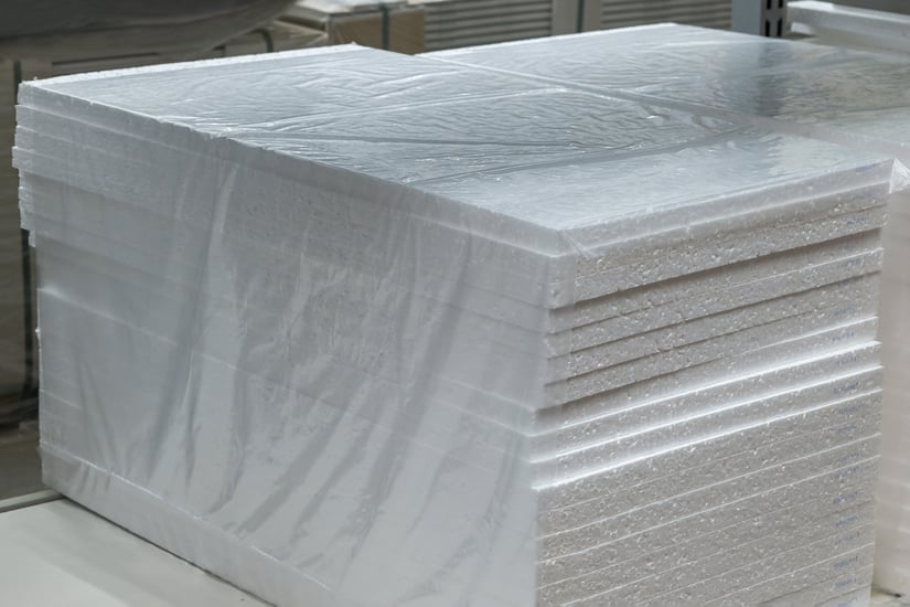 A stack of white expanded polystyrene foam