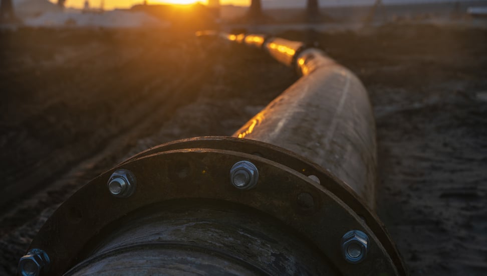 Metal pipeline in industrial area